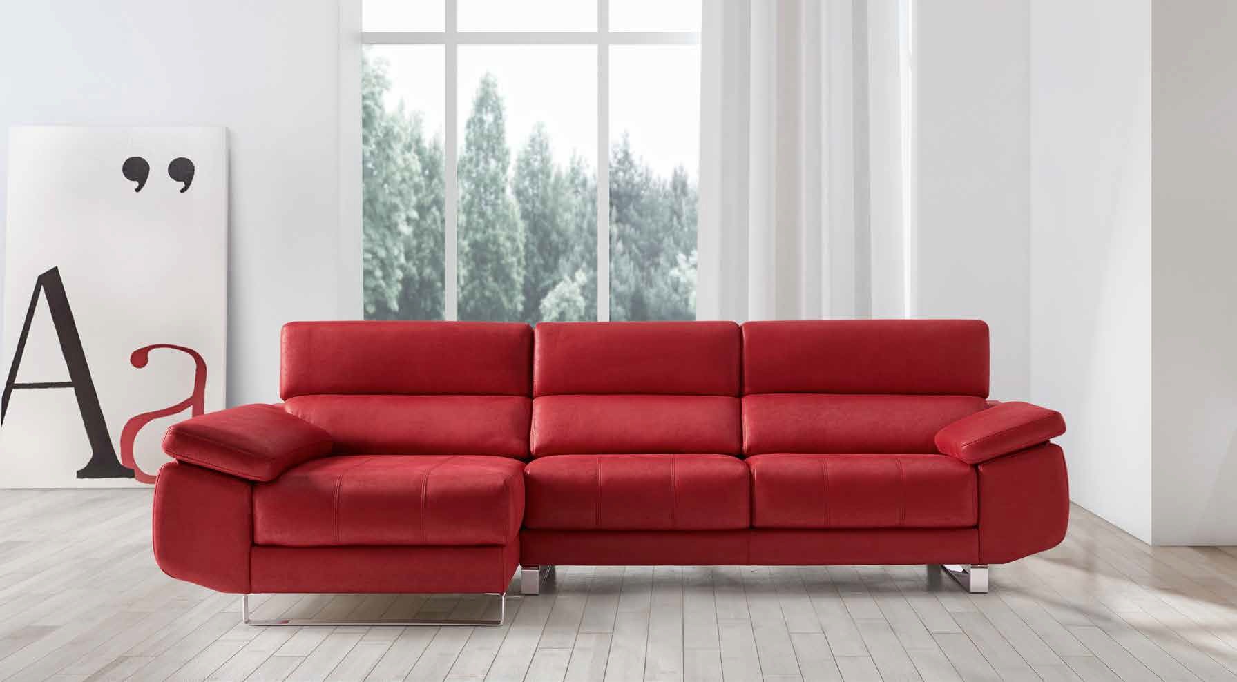 Sofagrup sofa Regina Piel de tres plazas color rojo